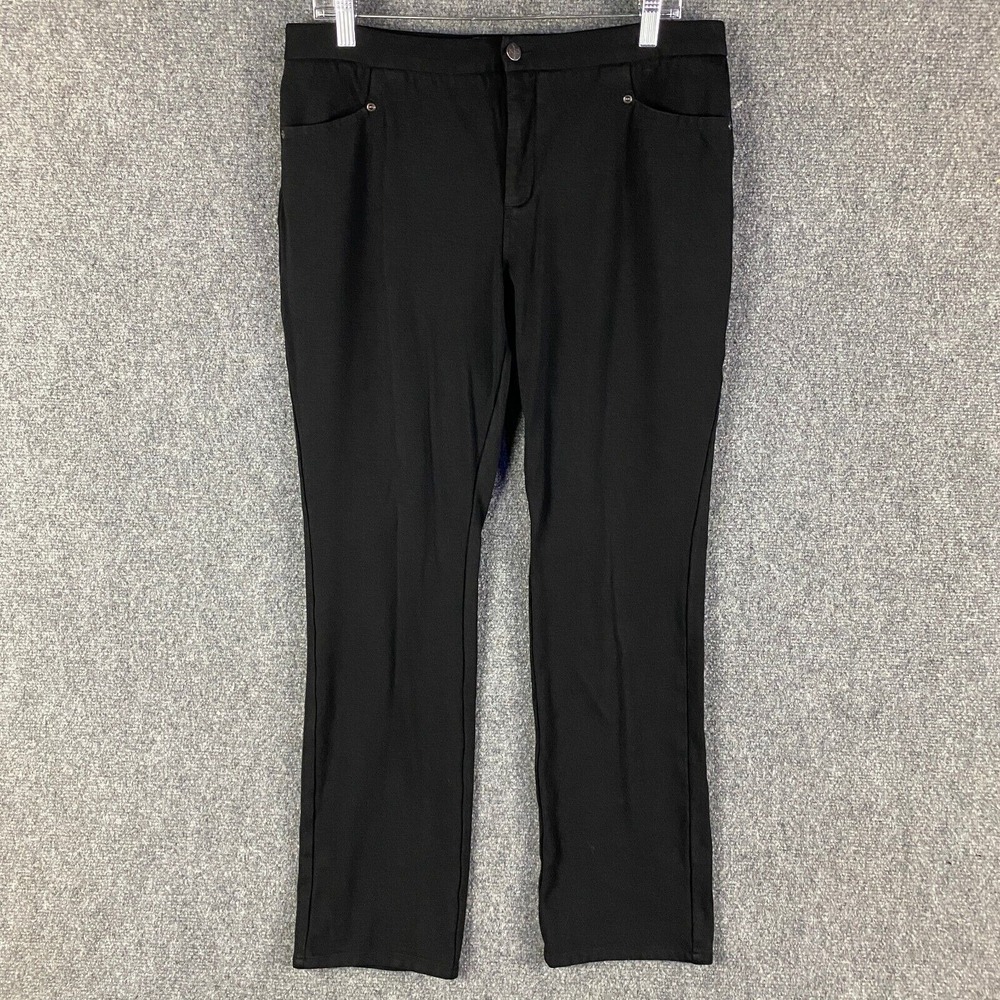 NYDJ Pants Women's 12 Ankle Black Straight Leg Stretch Rayon Blend